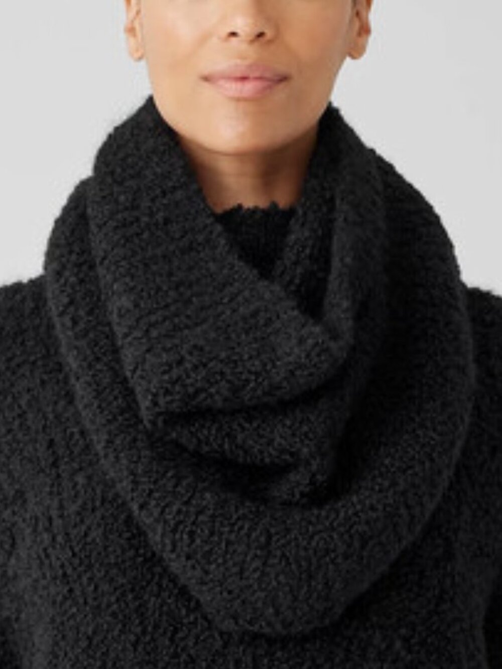 EILEEN FISHER PERUVIAN ALPACA LOOP INFINITY WRAP BLACK O/S NWT
